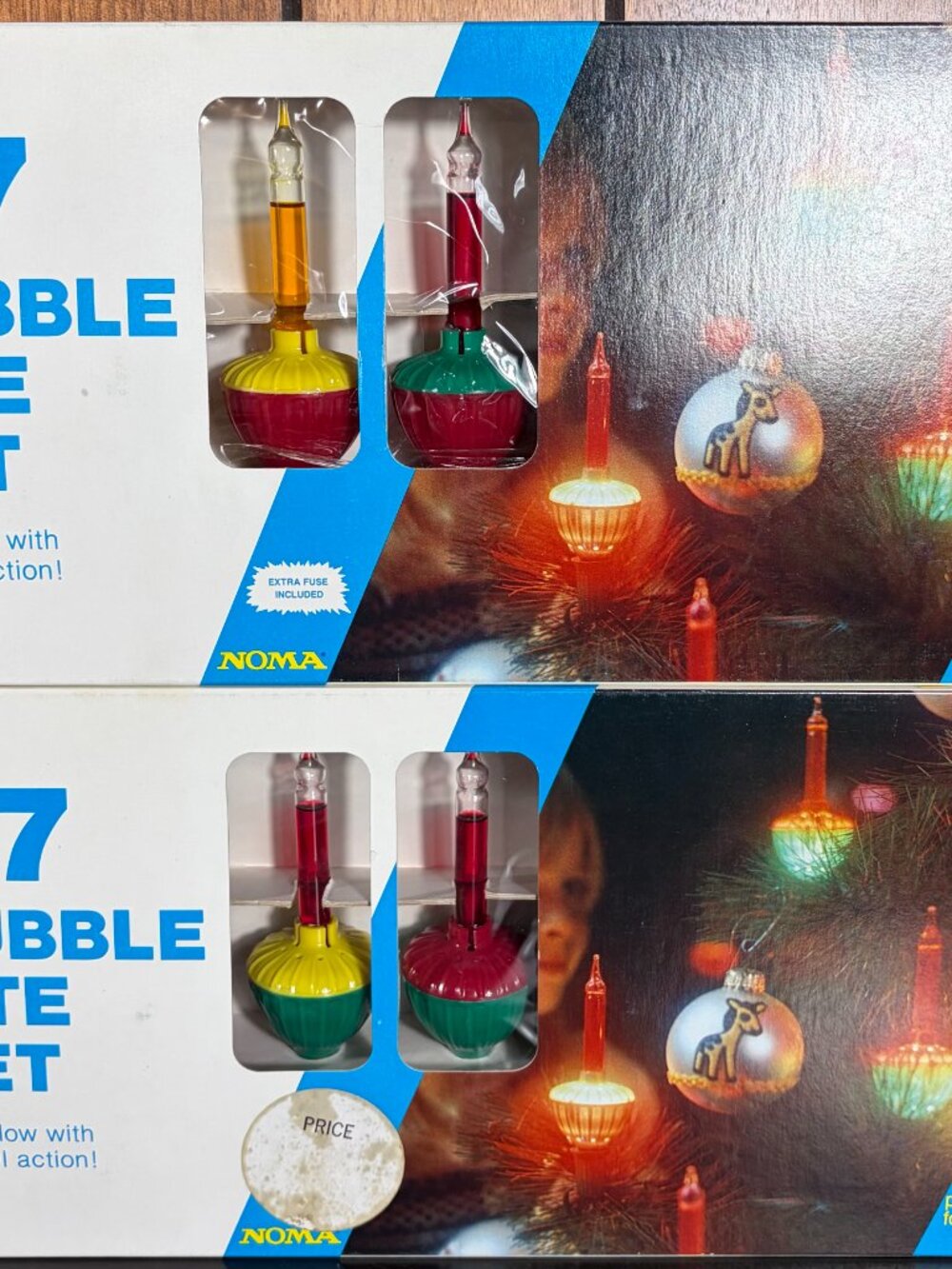 Lot of 2 Vtg Noma 7 Piece Christmas Bubble Lights in Original Boxes - Tested EUC